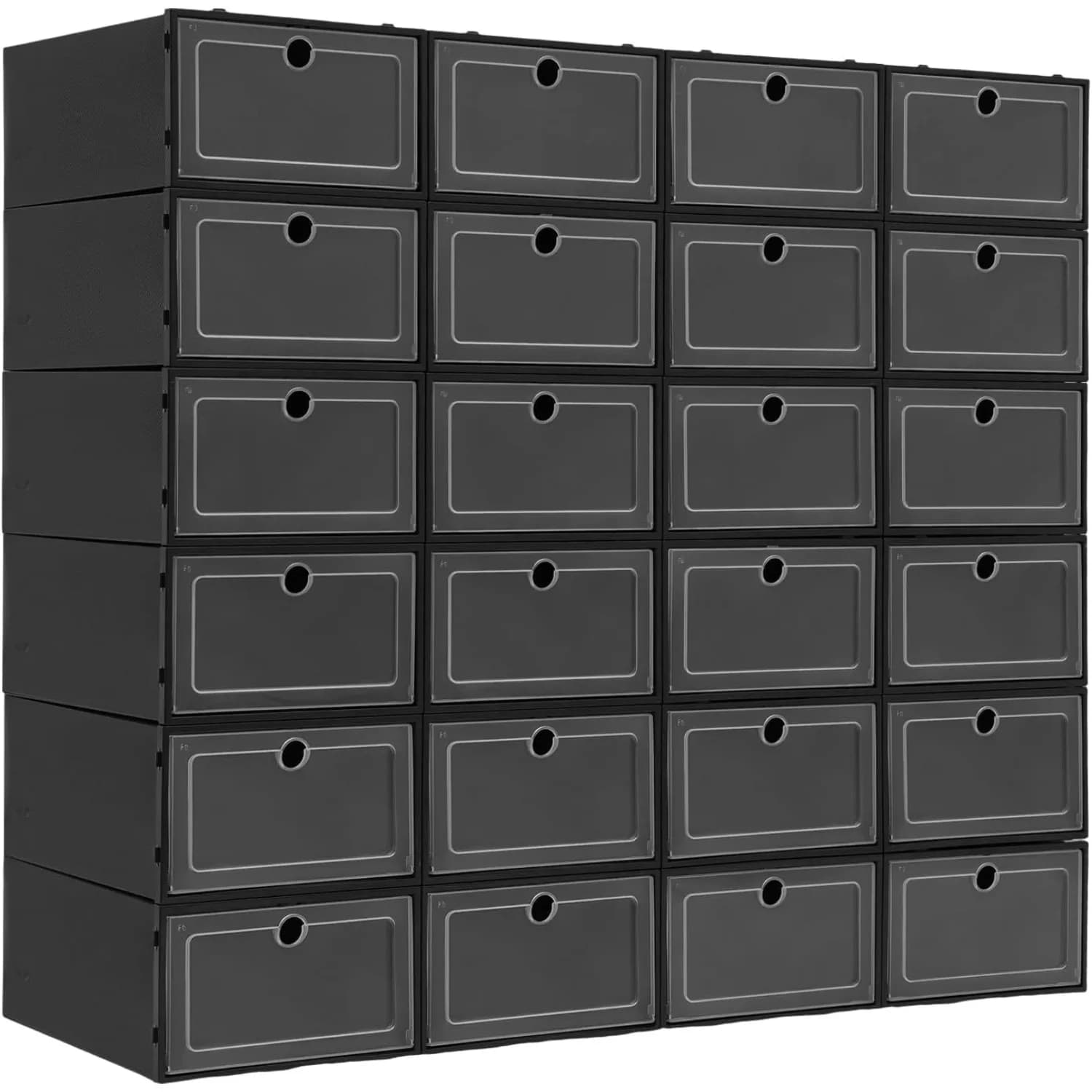 Set di scatole per scarpe impilabili in plastica da 24 pezzi, vetrina per contenitori per scarpe da ginnastica salvaspazio, organizer per riporre le scarpe per armadio, 13 * 9