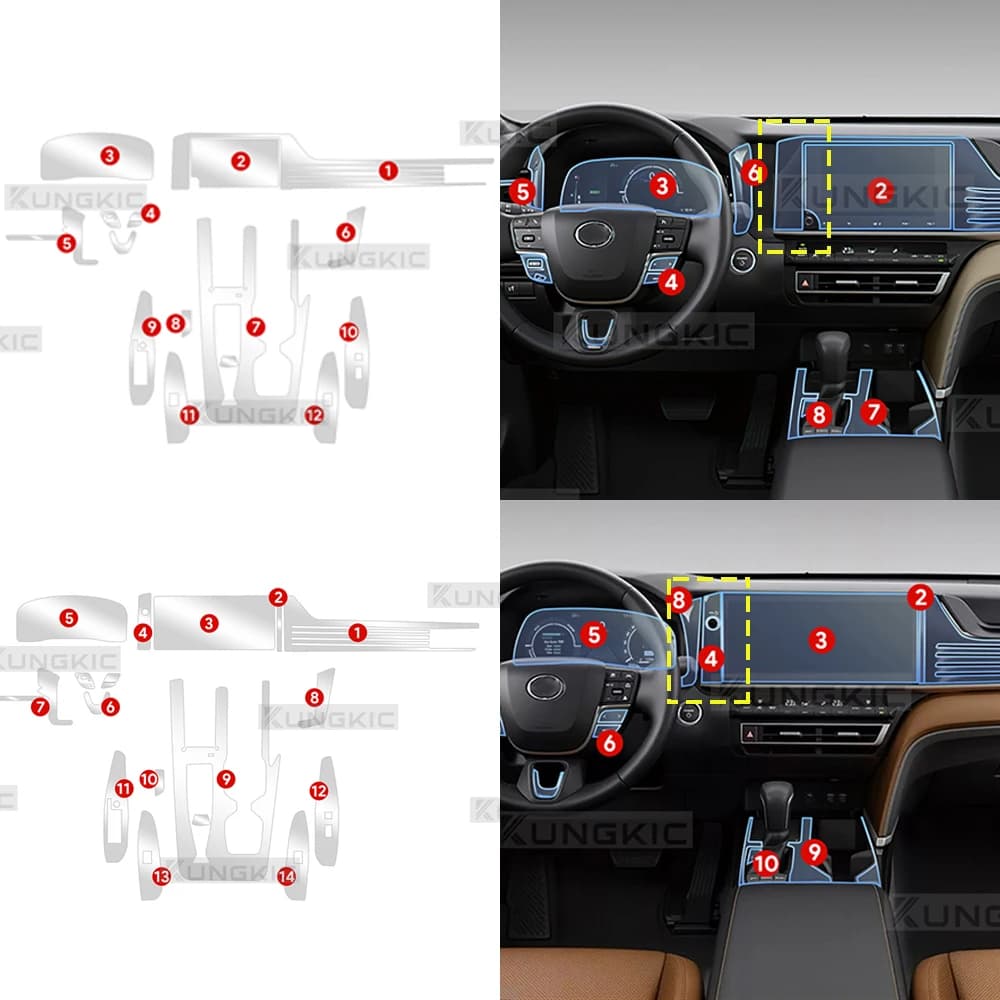 Pellicola protettiva PPF Accessori Interni TPU trasparente per Toyota Camry XV80 2025 2026 Pannello ingranaggi di navigazione Console centrale