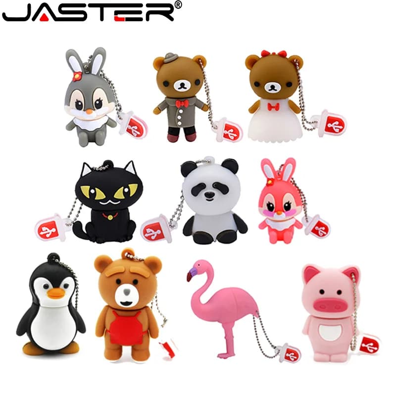 JASTER Cartoon Animal Chiavetta USB 4GB 16GB 32GB 64GB Ad alta velocità U Stick 2.0 Regalo di festa di nozze Pendrive con portachiavi