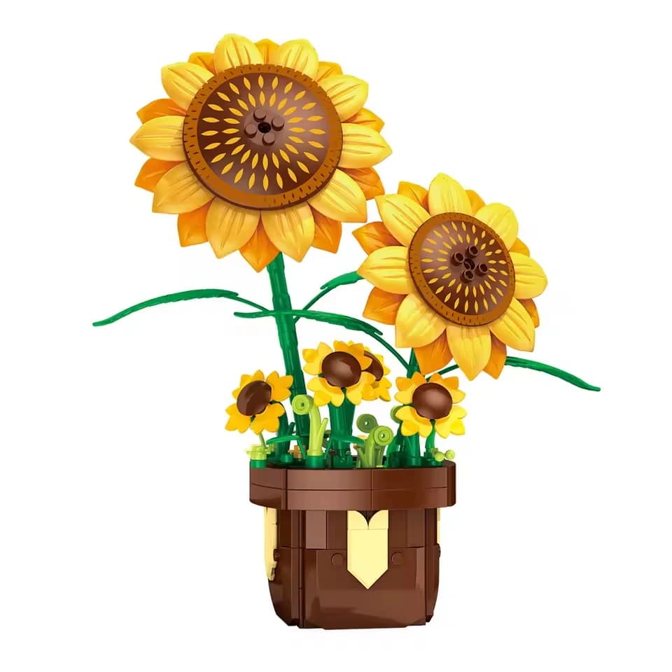291PCS Sunflower Potted Plant Building Block Eternal Flower bricks Home Decoration Assemble Bricks Toys Kids Girl Gift