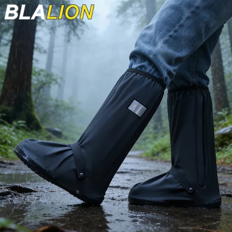 BLALION Rain Boot Shoe Cover High-tube Waterproof Shoes with Reflector Non-slip Shoes for Motorcycle Bike Rain Cover Men Women