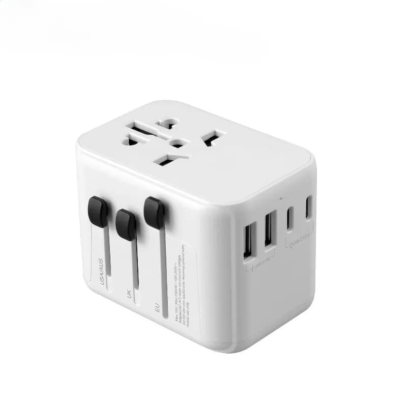 Universal Travel Adapter with 2 USB Ports 2Type-C PD Charging All-in-one Travel Adapter EU/UK/USA/AUS Plug for Travel