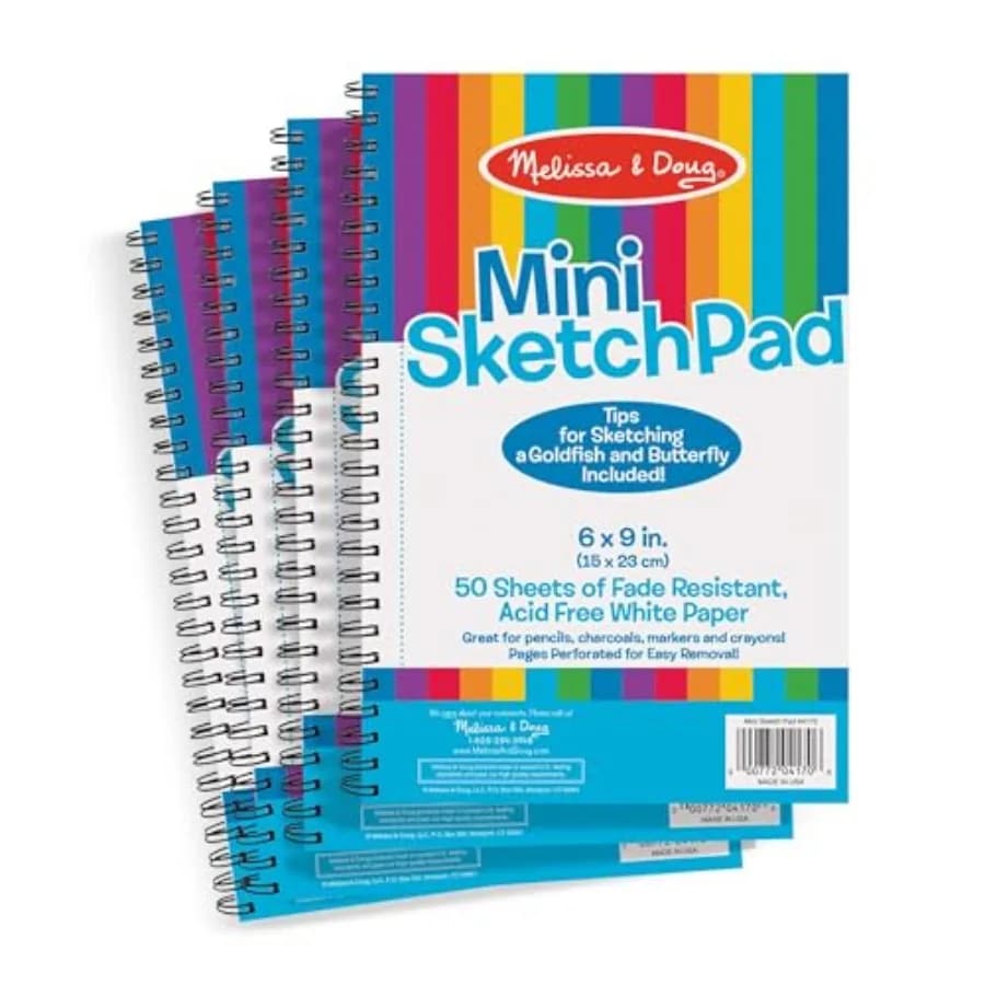 Mini-Sketch Spiral-Bound Pad 6 x 9 inches - 4-Pack Sketch Book for,Drawing Paper, Drawing and Coloring Pads