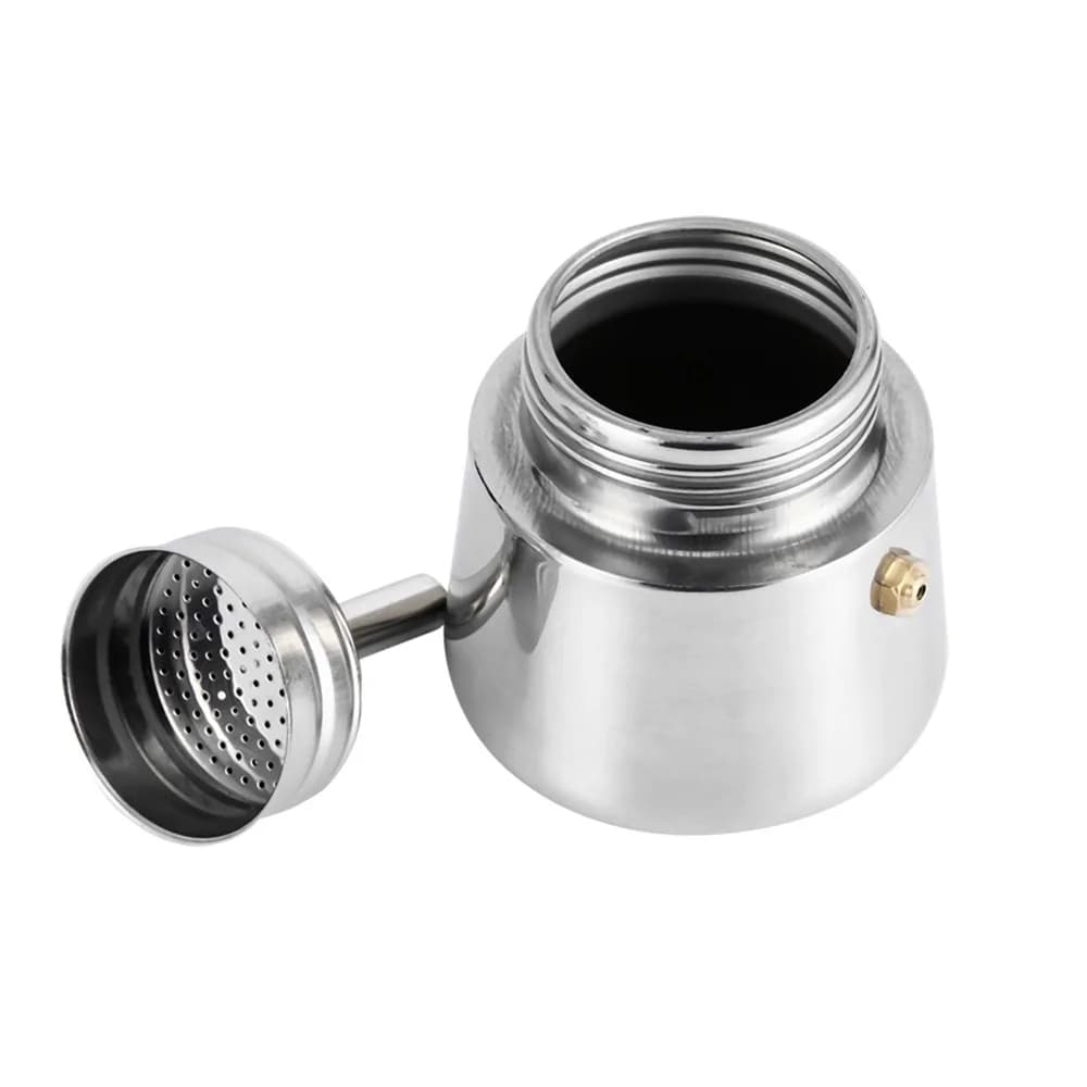 Caffettiera Moka in Acciaio Inox per 2 Tazze, 100ml, Percolatore Classico per Uso Domestico