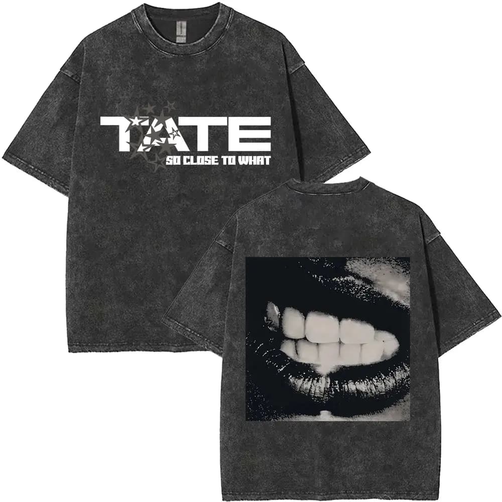 Cantante lavato Tate Mcrae Album So Close To What Miss Possessive 2025 World Tour T-shirt Uomo Donna Moda T-shirt oversize