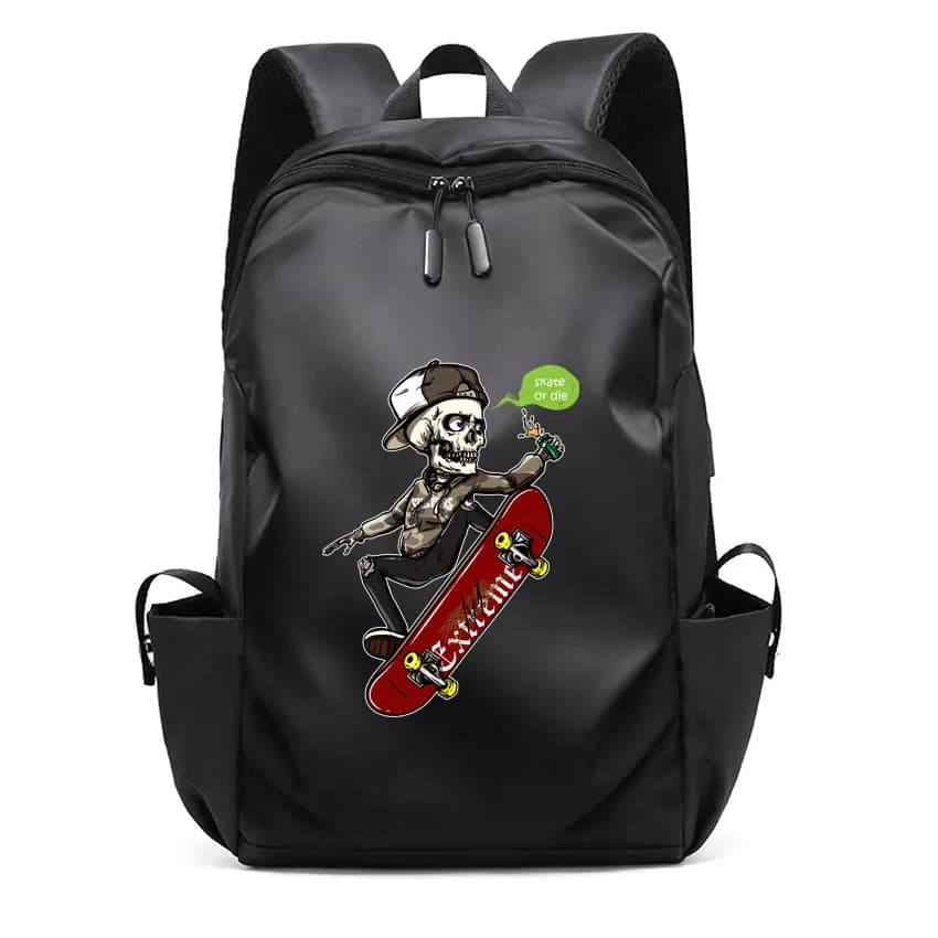 Divertente mostri teschio skateboard stampato zaino da donna impermeabile donna uomo college borse da scuola per laptop ragazza carina zaino fresco