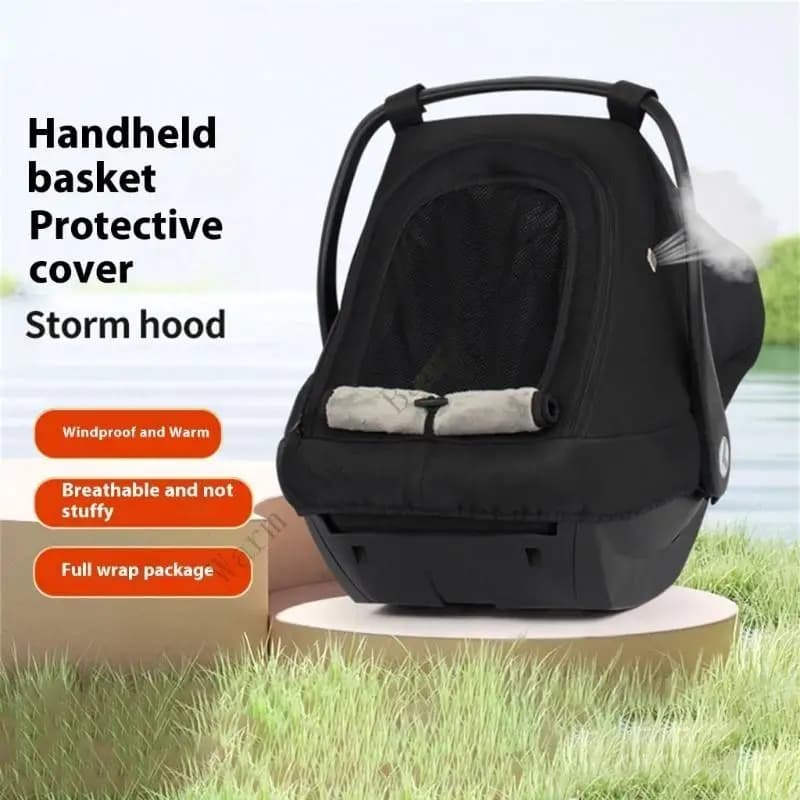Copertura parasole per seggiolino auto di sicurezza per bambini calda antivento Copertura protettiva per culla da viaggio traspirante per esterni con zanzariera