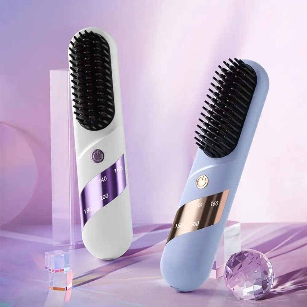 Wireless Hair Straightener Portable LCD Display Hair Styling Brush Lightweight Even Heating Ceramic Heating Comb Business Trip