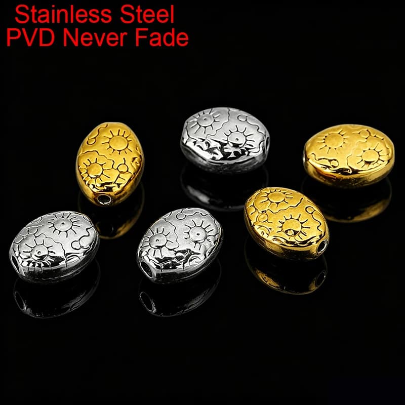 10pcs Stainless Steel Bracelet Spacer Necklace Beads Bulk 6x8mm PVD Never Fade Big Large Hole Beads For Findings Jewelry Making
