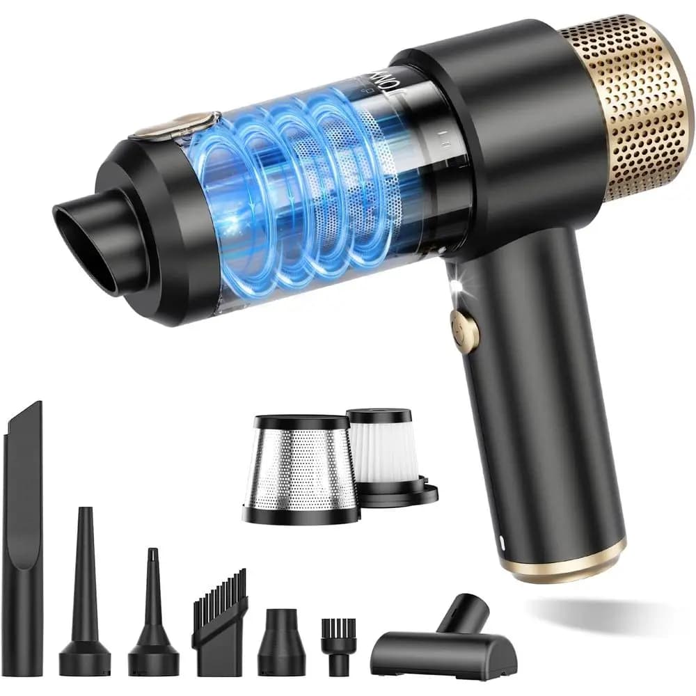 Car Portable Vacuum Cleaner, 16000PA Wireless, 2 in 1 Blower and Suction cup, LED Light, Multi-Beccucci, 120W High Power