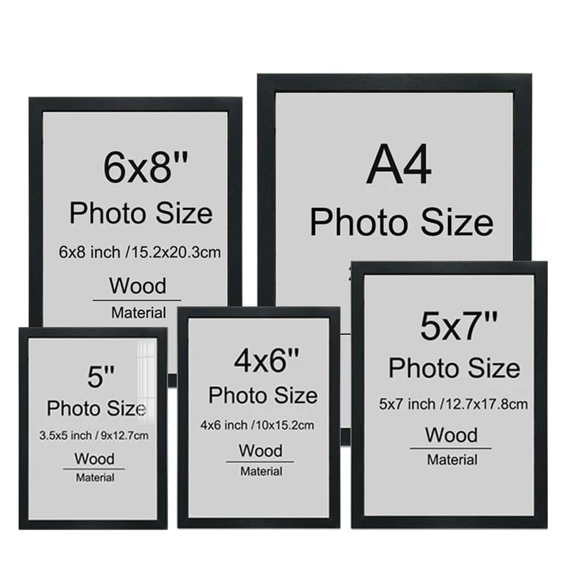2pcs Black Picture Frame A4 15X20/9X13/10X15/13X18CM Wood Photo Frame Without Mat Certificate Document Frame Wall Hang Desktop