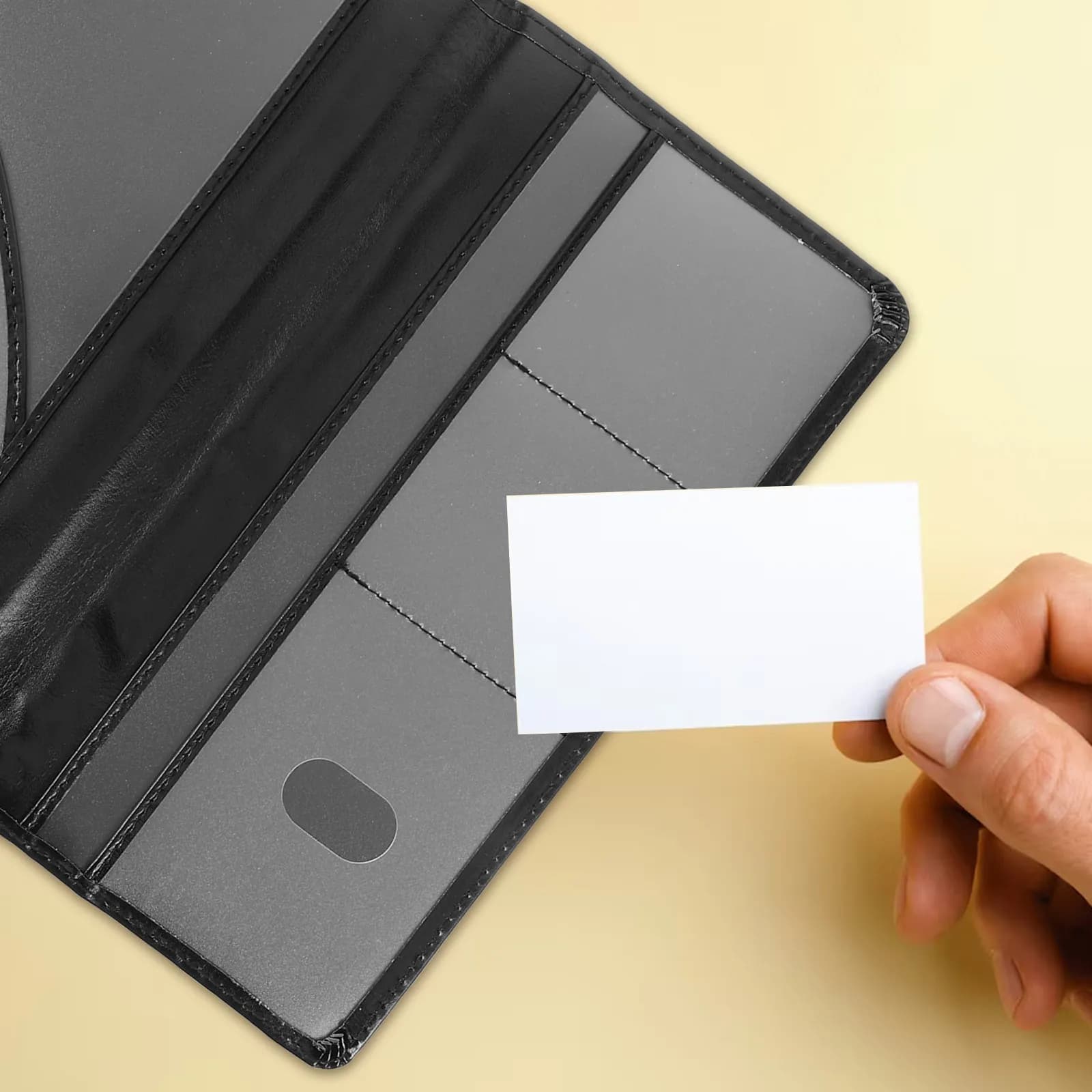 Portafoglio Sottile in PU Nero per Patente, Libretto di Circolazione e Assicurazione Auto - Soluzione Organizzativa per Auto