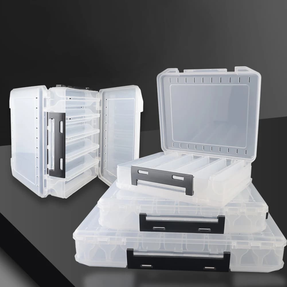 Double Sided Fishing Lure Organizer 10/14/18 Compartment Fishing Hook Bait Case Fishing Bait Container Box for Wobblers