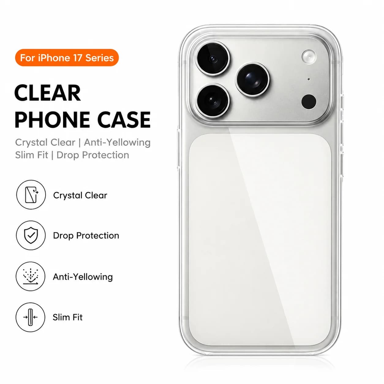 Custodia Magnetica per iPhone 17 Pro MAX, Cover Antiurto per Ricarica Wireless, Sottile, Anti-ingiallimento, Trasparente