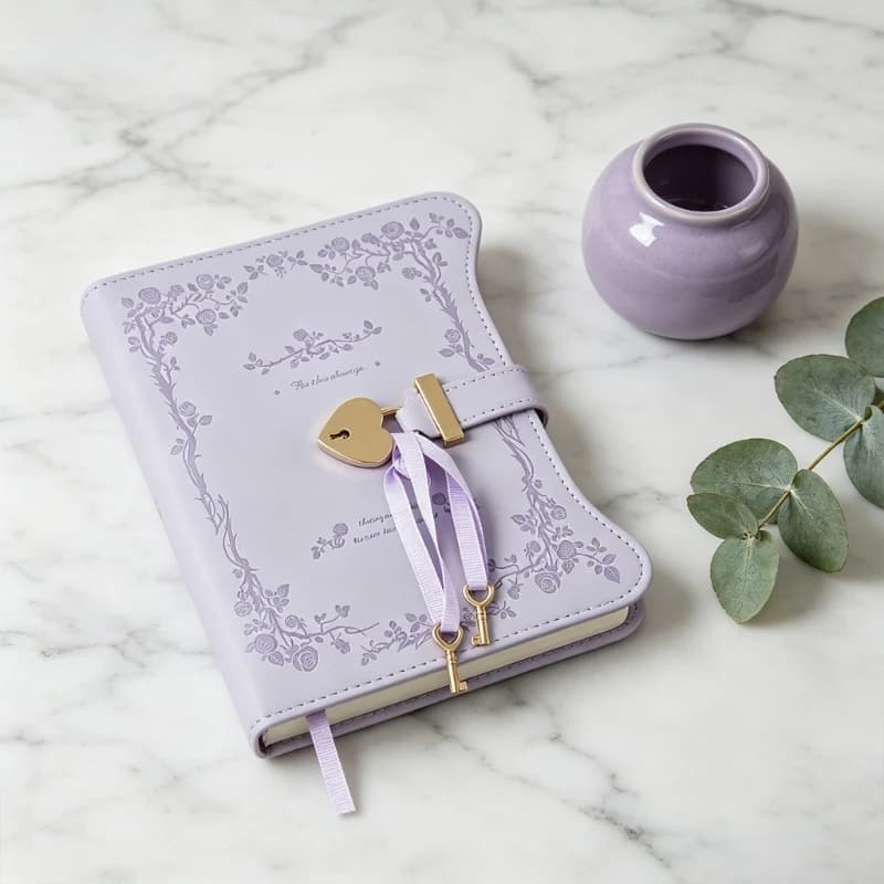 Lockable Diary Notebook with Hardcover PU Journal 360 Pages Lined Ribbon Bookmarks For Office School Travel Use F19E