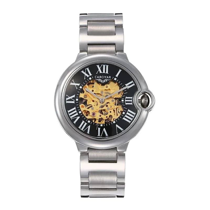 1 CARCIYAR Automatic Men's Watch: Full-Featured, Skeleton Design, Japanese Movement, Water-Resistant, 40.5 mm