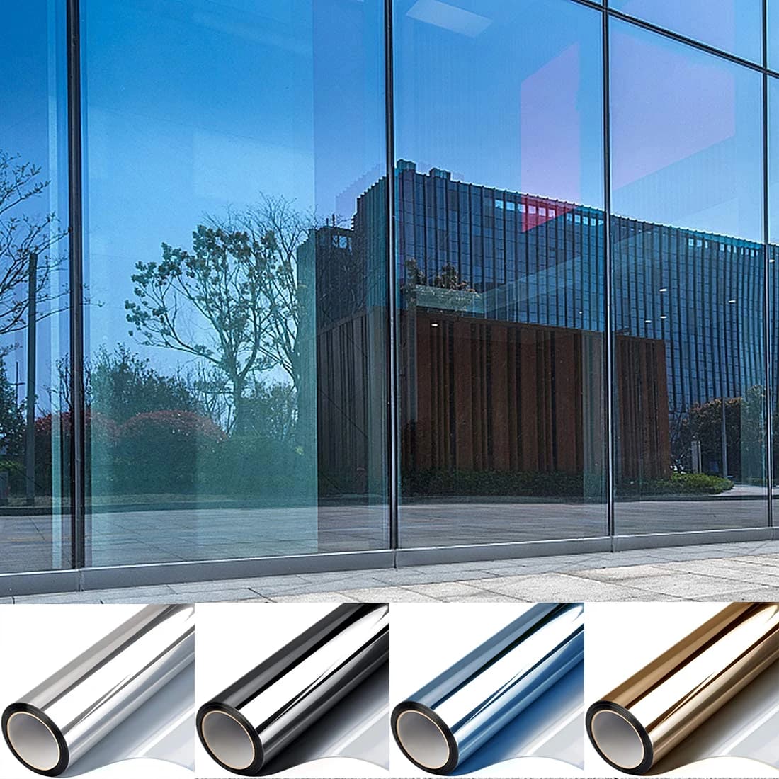 Pellicola per finestre a specchio unidirezionale Pellicola autoadesiva per privacy Anti UV Controllo del calore Tinta riflettente per finestre per vinile Home Office Argento