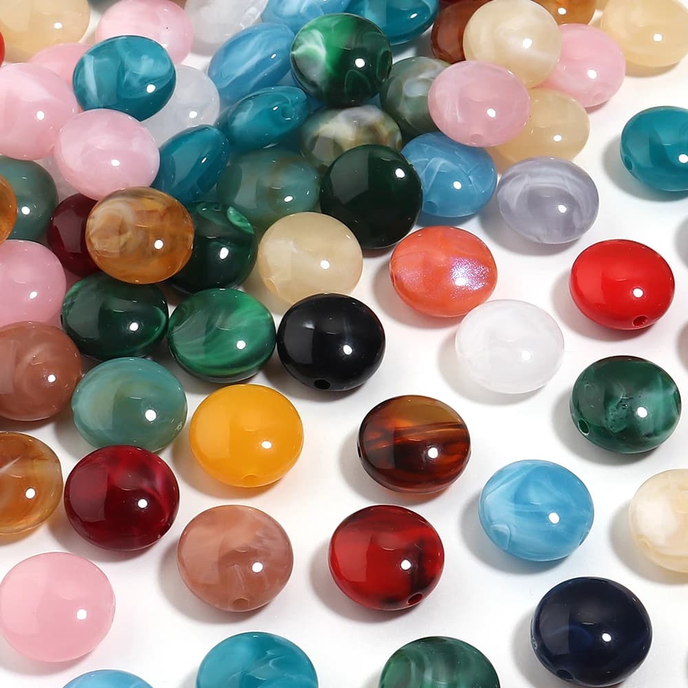 10 pezzi di perline acriliche piatte rotonde da 17 mm, perline distanziatrici vintage per la creazione di gioielli, accessori fai da te per braccialetti e collane.
