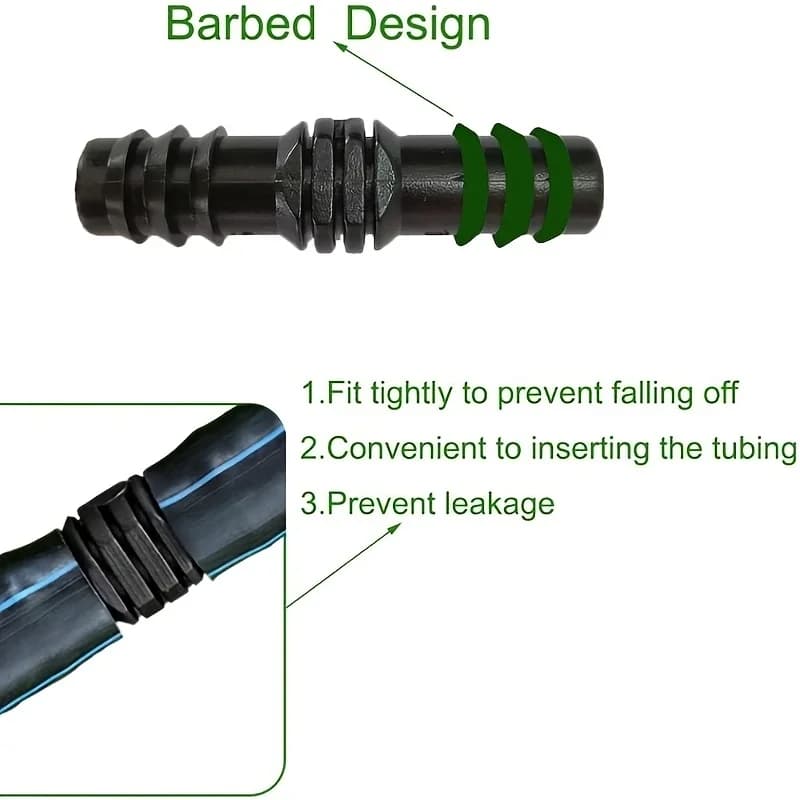Connettori per irrigazione da 5 pezzi con raccordi a barbetta per tubi a goccia da 16 mm, adattatore per connettori standard per sistemi a goccia e irrigazione