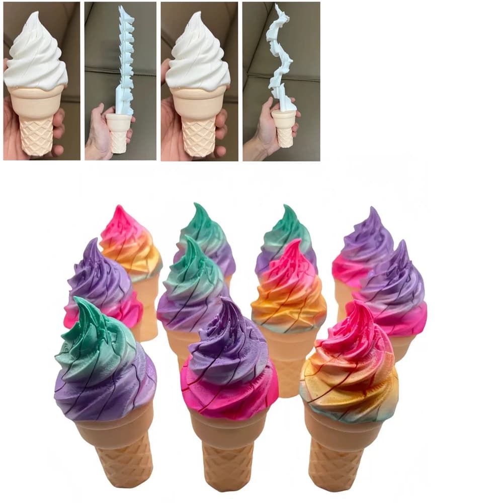 3D printed ice cream PLA silk creative telescopic sword spiral decompression toy 3D gift