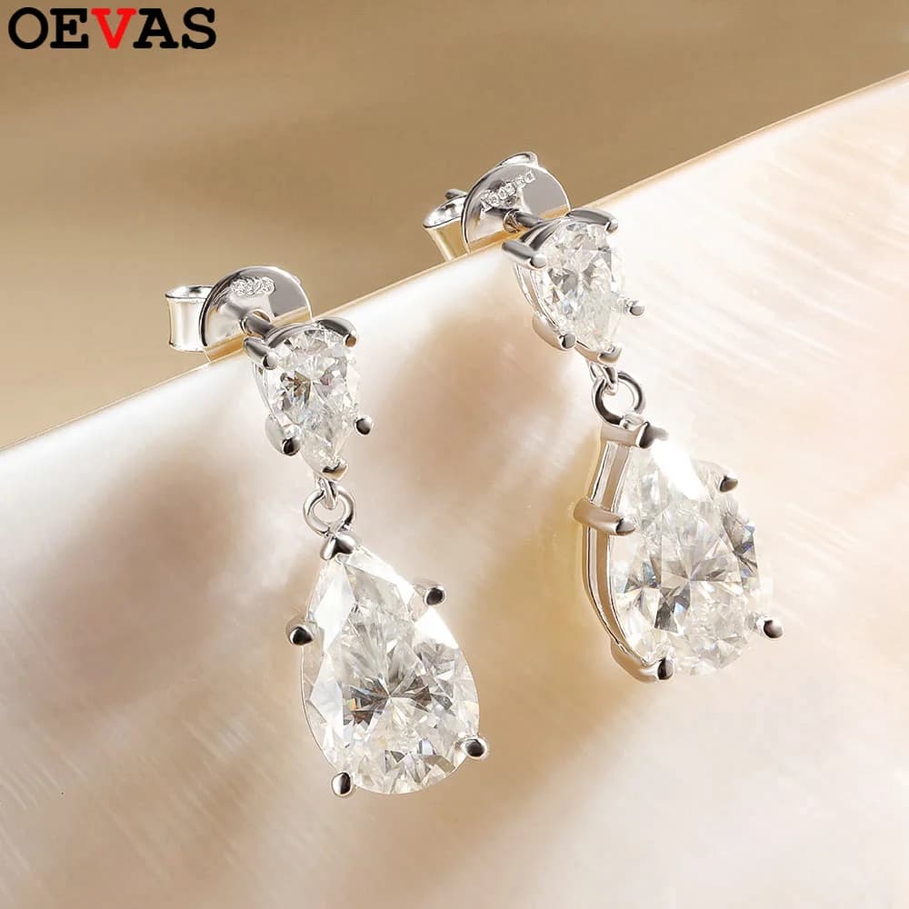 OEVAS 7 carati goccia d'acqua pera taglio D colore Moissanite diamante orecchini pendenti di fidanzamento per le donne gioielleria raffinata in argento sterling 925