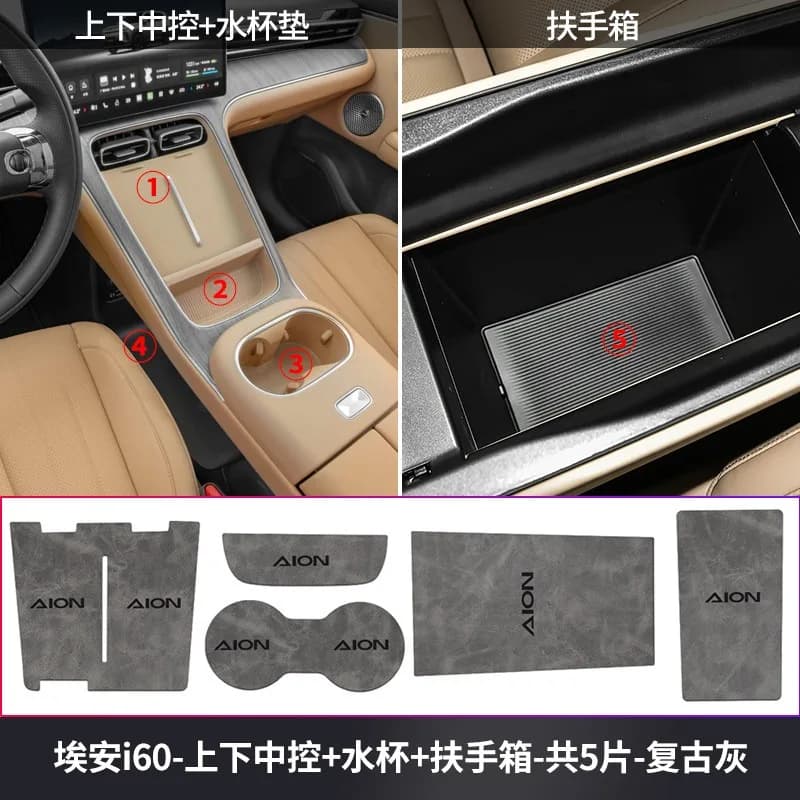 Leather Door Pocket Liners & Cup Holder Mats for GAC Aion i60 – Custom-Fit Interior Protectors with Anti-Slip Design
