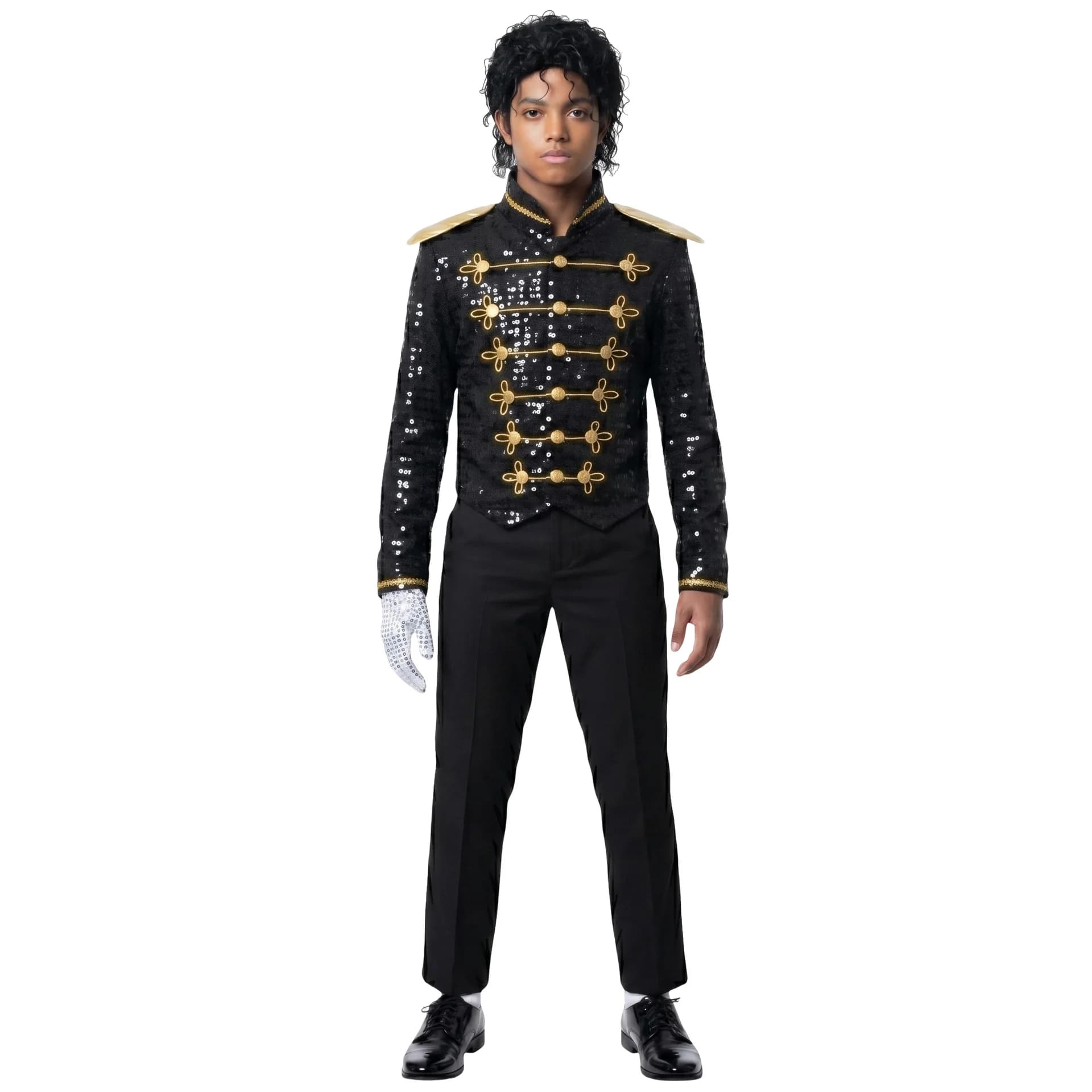 New Kids Michael Jackson Cosplay Outfit Smooth Criminal Sequin Military Jacket Boys Halloween Stage Party Costume