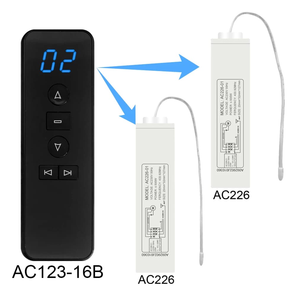 A-OK 433MHz AC220V Set Interruttore Telecomando Wireless RF per Schermo di Proiezione Elettrico Tende Parasole Facile Installazione 2026