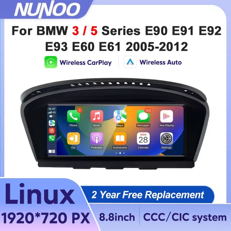 Carplay Linux per BMW Serie 3 5 E60 E61 E90 E91 E92 E93 2005-2012 Lettore Multimediale per Auto Android Auto Radio GPS Navigazione