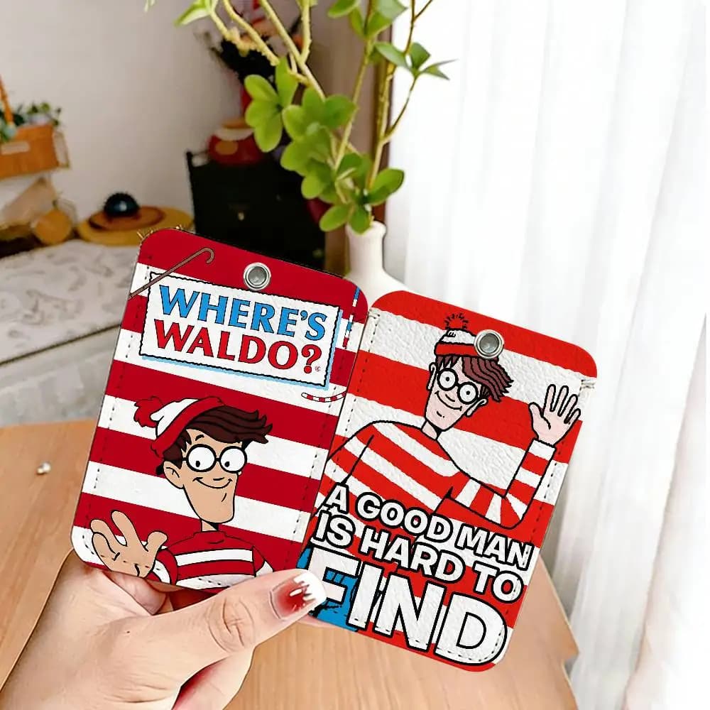 Game Wheres W-WallyS Waldo Card Holder Suitable For Bank Business Work Card Holder Credit ID Card Badge Bag Holder Keychain