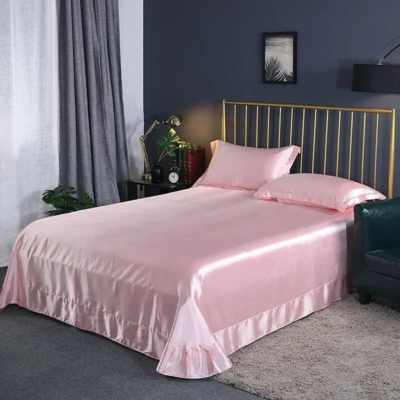 High-end Mulberry Silk Bed Sheet and Pillowcase or Only A Bedsheet Luxury Stain Silky Bed Sheet Set Queen Beautify Skin Bedsheet