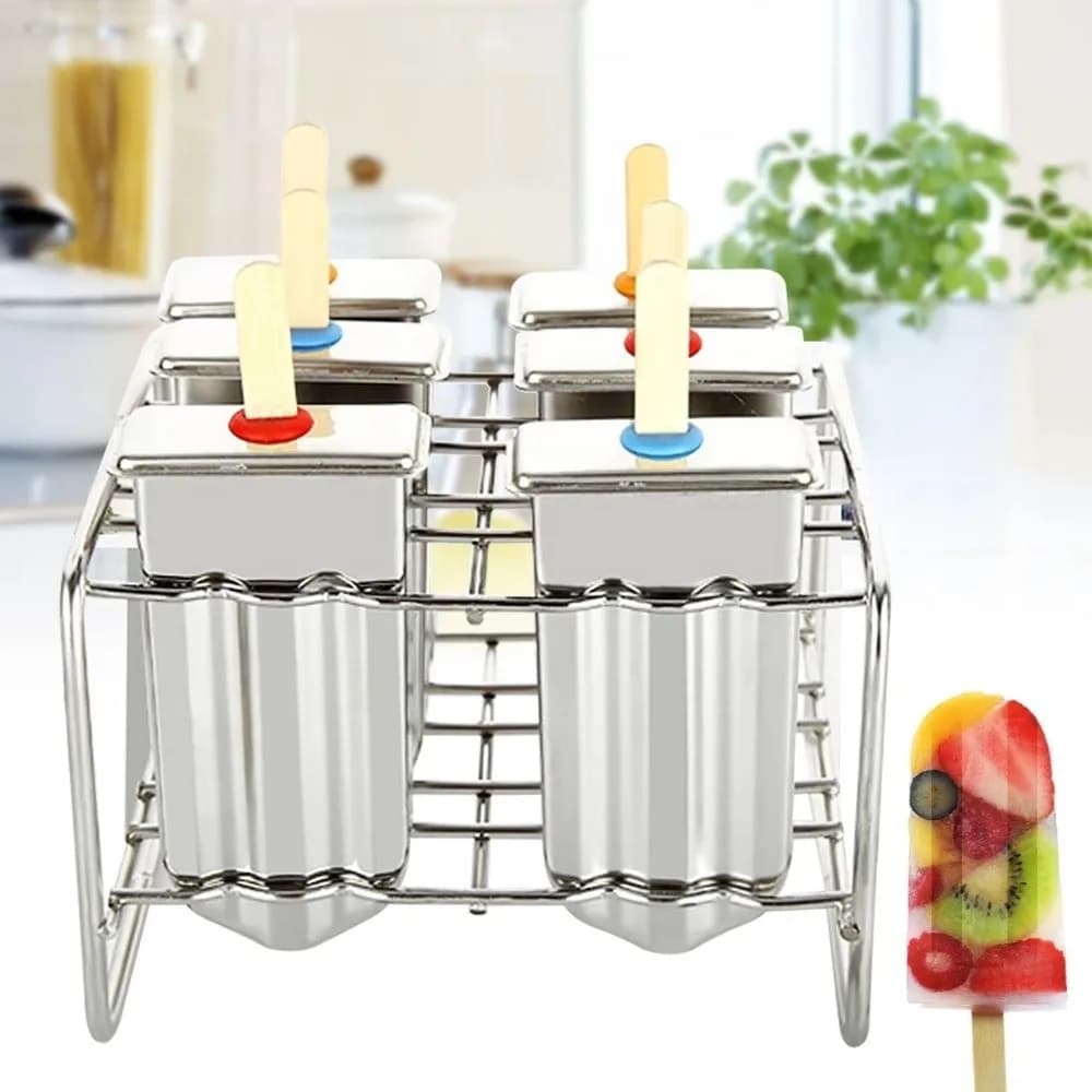 Durevole stampo per ghiaccioli in acciaio inossidabile Set fai da te riutilizzabile ghiacciolo congelato Maker Eco-friendly Ice Pop Maker Utensile da cucina