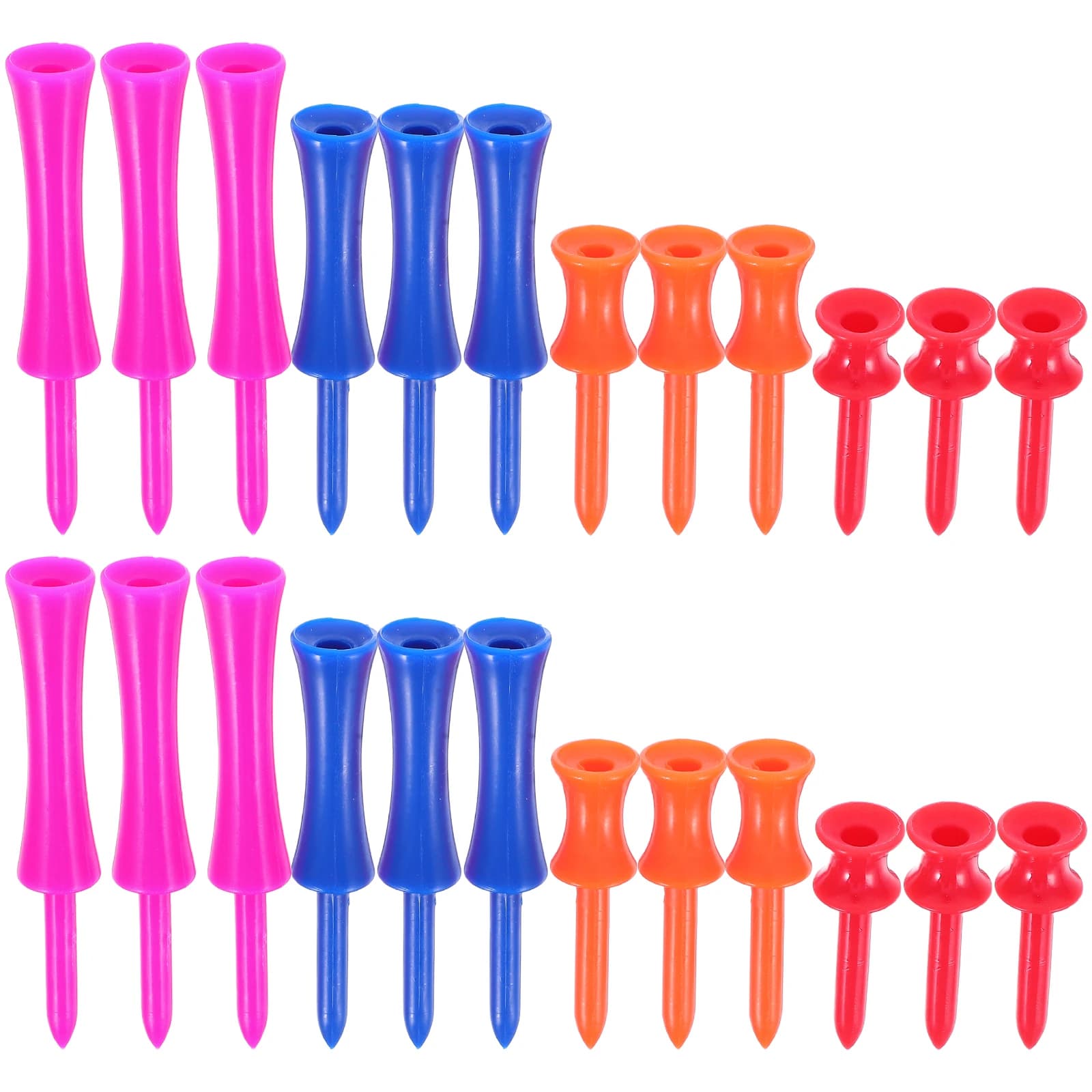 40 pezzi di tee da golf set 4 dimensioni 78 mm 68 mm 48 mm 41 mm rosa rosso plastica passo tee aiuto per l'allenamento castello tee