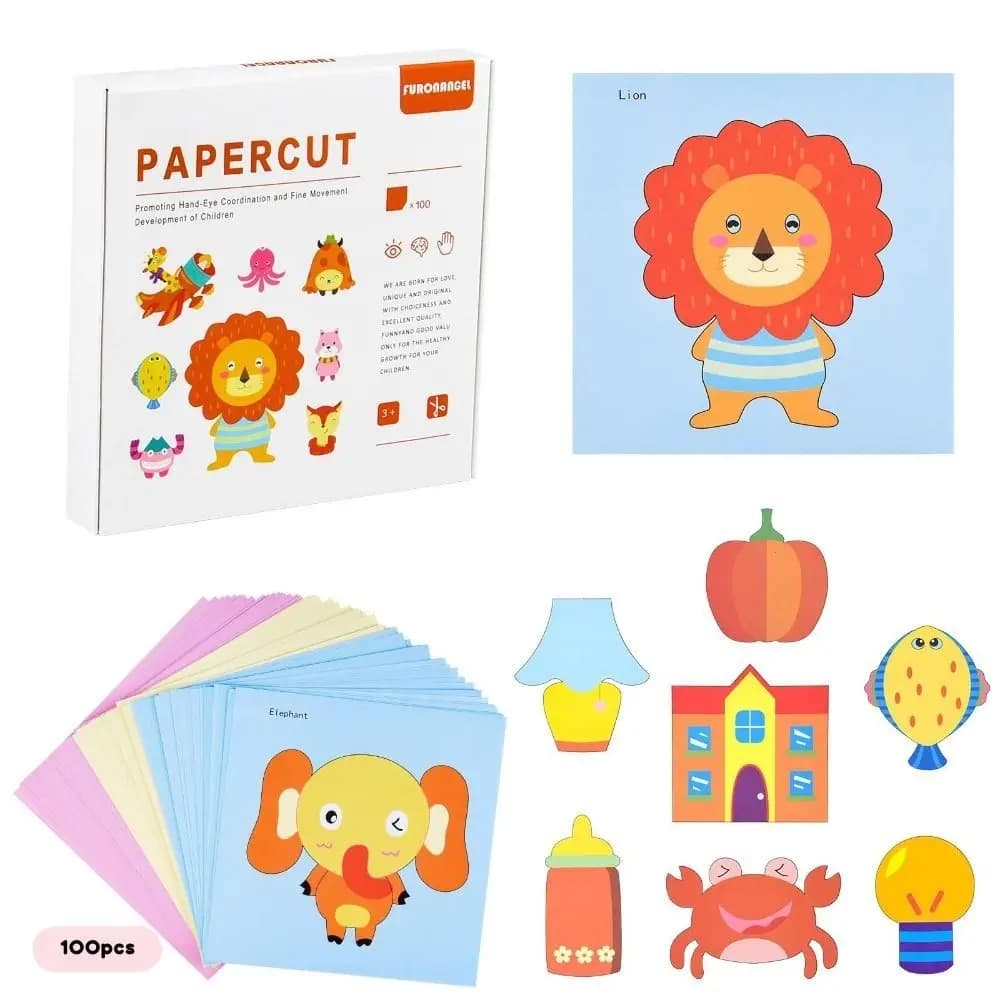 Safety Children Paper Cuttings Kits with Tool Training Art Craft Scrapbooking Development Preschool Cutting Practice Art Craft