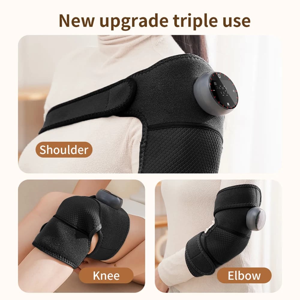 Ginocchiere Riscaldate e Vibranti per Articolazioni, Protezione 3 in 1 per Ginocchia, Spalle e Gomiti con Compressione Calda, Ricarica USB e Cinturino Riscaldante