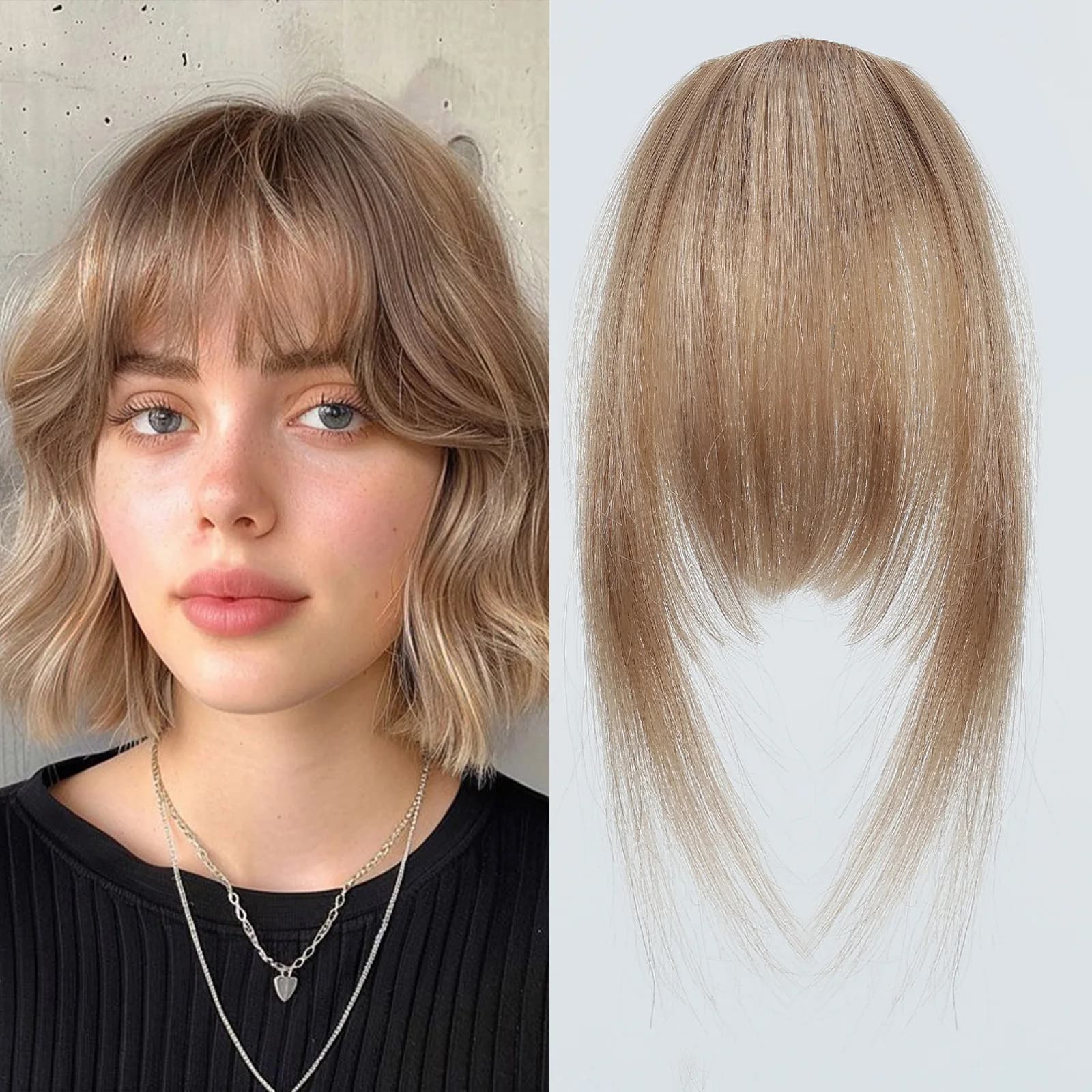 Frangia per capelli umani al 100% Bionda Marrone Wispy Bang Clip per capelli in frangia Frangia con aste Parrucchino per donna Clip su Air Bang 4,5 pollici