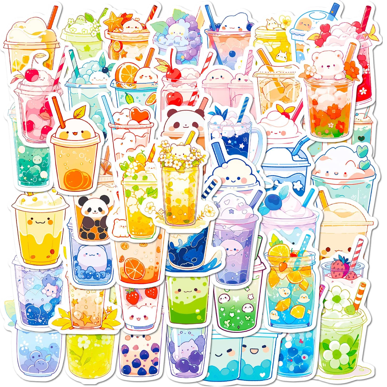 50PCS Cute Pearl Milk Tea Cartoon Graffiti Stickers telefono fai da te chitarra Laptop Notebook valigia tazza adesivo impermeabile giocattolo per bambini