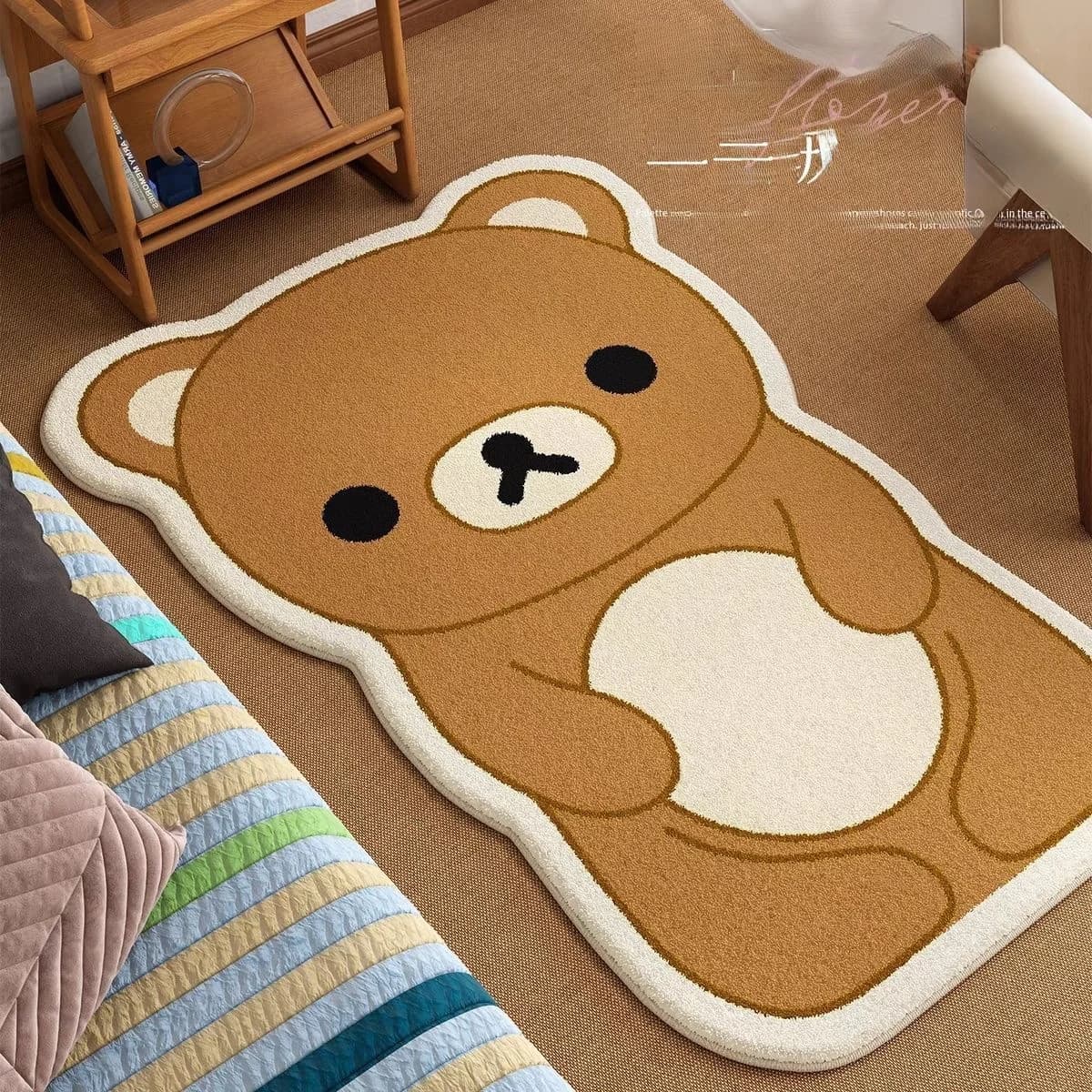 Cute Cartoon Bear Carpet Girls Bedroom Sofa Living Room Floor Mat Children's Room Rug Comfortable Soft Fabric Home Decor