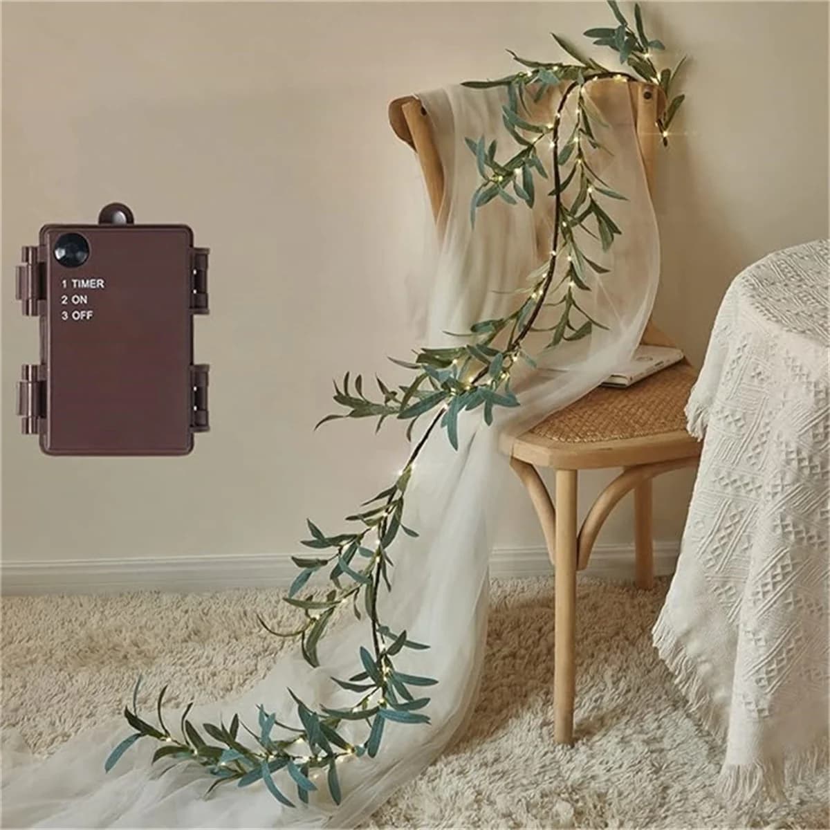 2 pieces/4 pieces screw strips of artificial olive leaves, green plant wreath with fruit, suitable for christmas decorations, wedding party, family garden, artificial screw with hanging leaves with wall decoration for entrance door