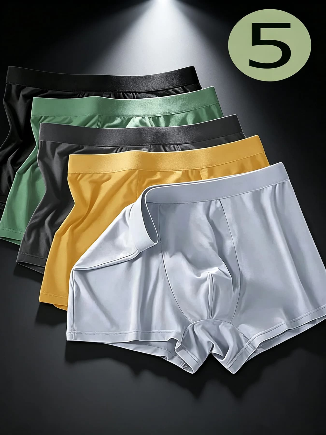 5-piece set! Men's underwear! Cotton comfortable pure color simple daily leisure style 5 color combination men's boxer briefs