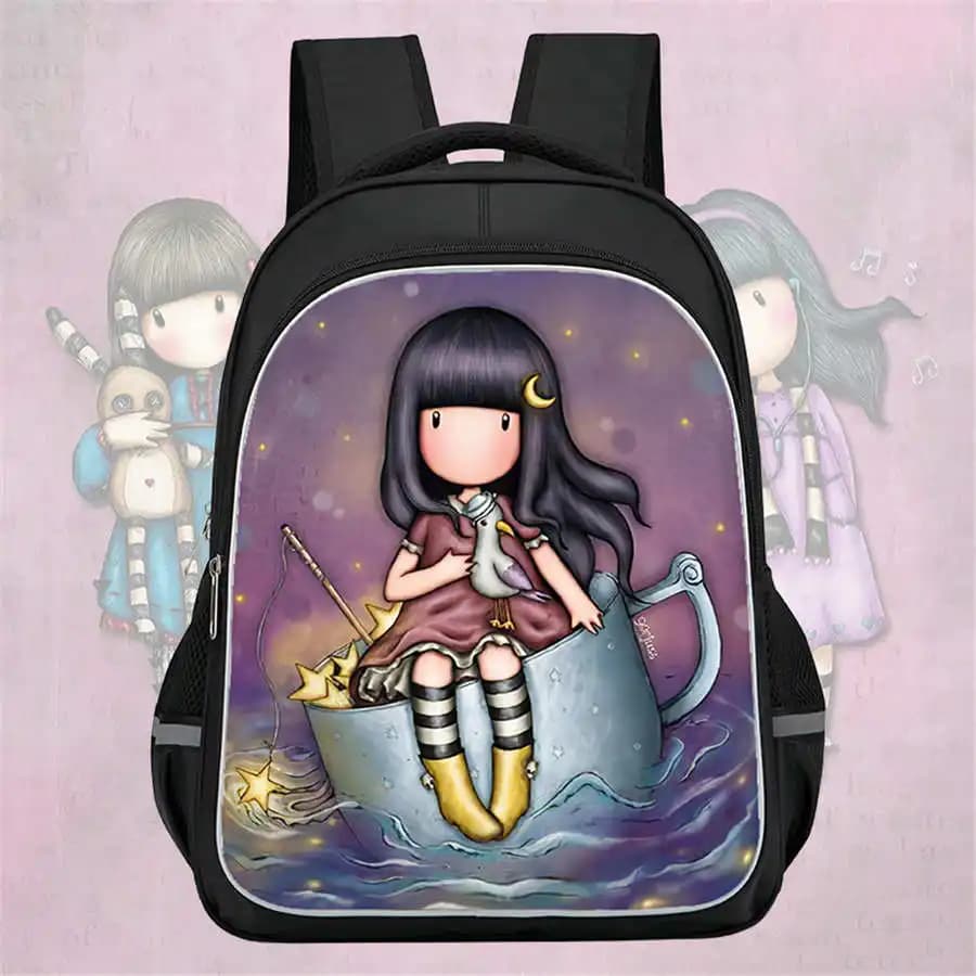 Doppie tasche con cerniera, design Cartoon Ggor-juss San-Ttoro adatto a ragazzi e ragazze, zaino per studenti da 16 pollici resistente per bambini