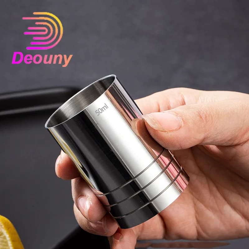 DEOUNY 25/35/50ml Jigger in acciaio inox misura tazza ditale forma cilindro misura vino vetro Bar accessori