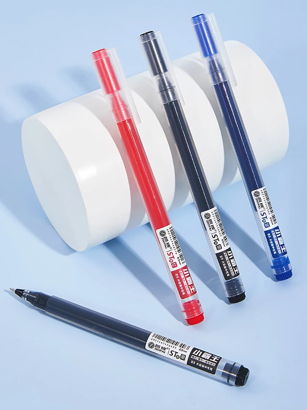 Penna gel 4X Jumbo Capacity - Inchiostro ad asciugatura rapida e punta fine ST (0,5 mm) per una scrittura fluida e senza ritardi - Nero, Blu, Rosso per esami e ufficio
