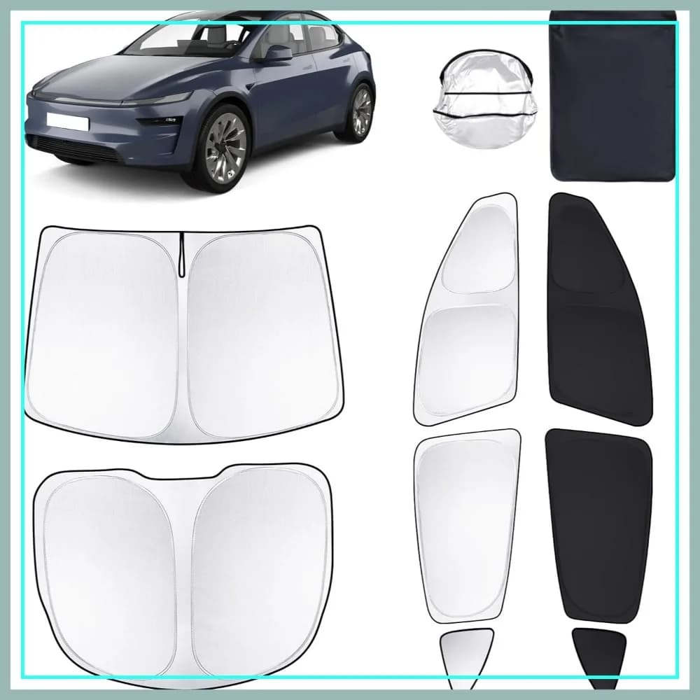 Set di 8 Tendine Parasole per Finestrini Auto Tesla Model Y 2020-2024, Protezione UV e Oscurante per Campeggio