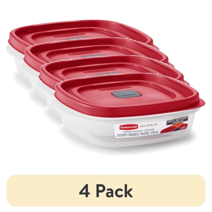 Confezione da 4 contenitori rotondi per alimenti EasyFindLids da 3 tazze, colore rosso Racer