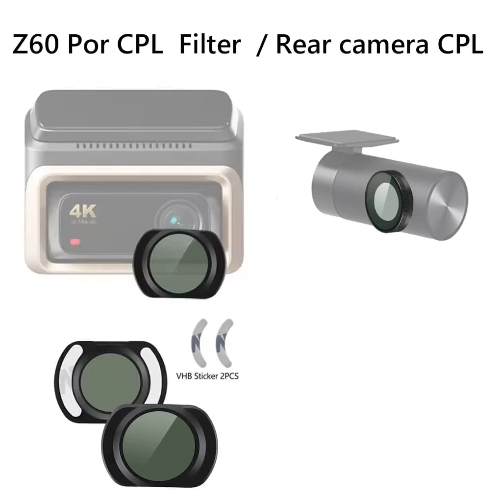 Per DDPAI Dash Cam Z60 pro 4K CPL Filtro Fotocamera posteriore CPL HD Obiettivo Protezione antipolvere Filtro CPL antiriflesso