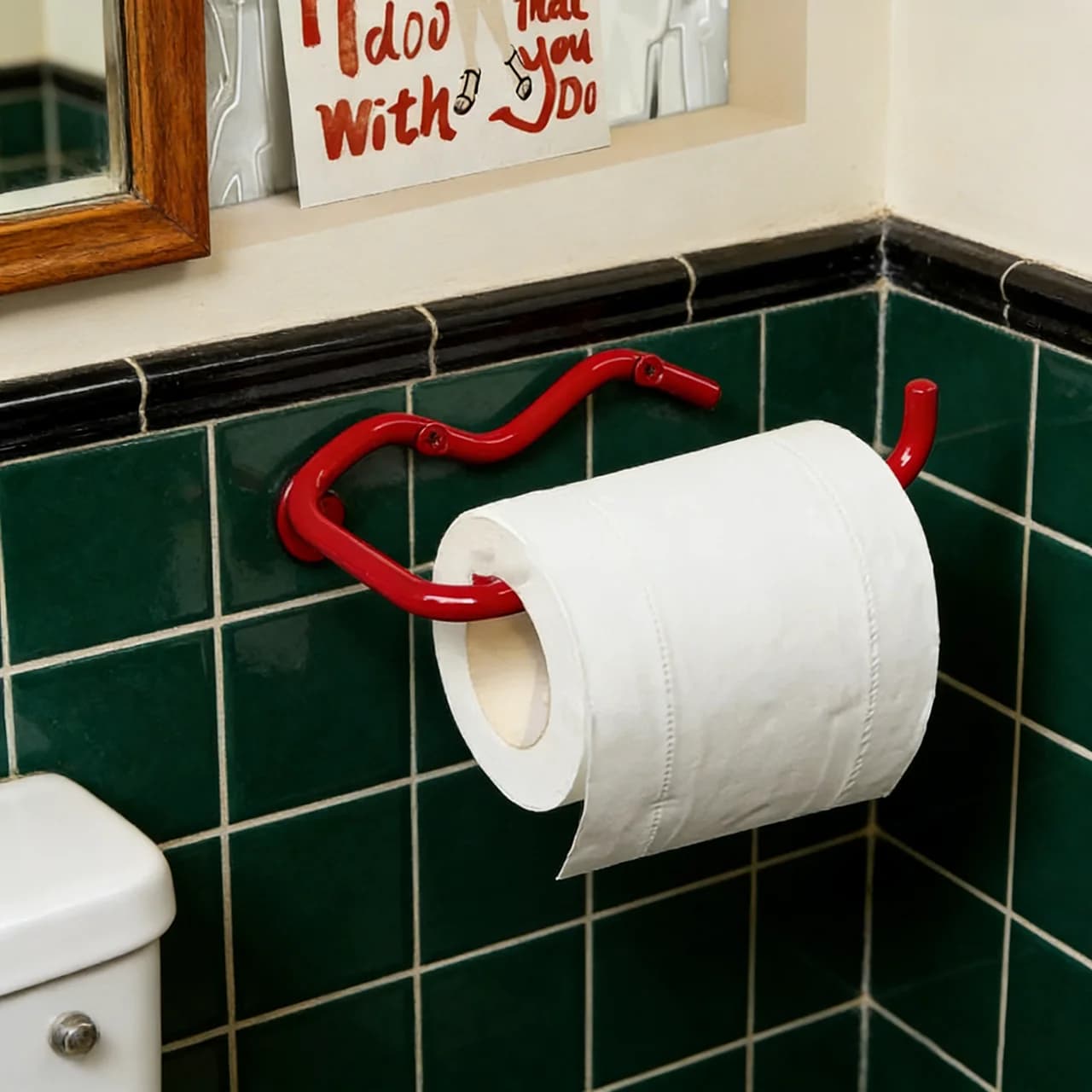 Portarotolo da parete rosso e nero resistente per carta igienica e asciugamani, accessorio con gancio a vite per bagno e cucina