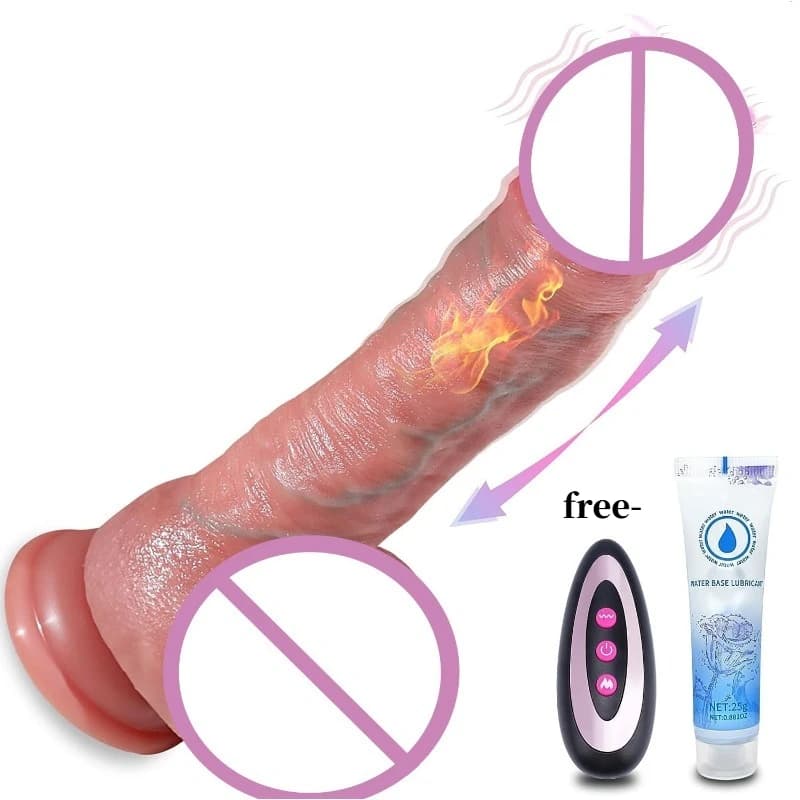 Enorme vibratore del dildo che riscalda il vibratore telescopico a distanza senza fili del dildo per le donne Giocattoli realistici del sesso del cazzo dell'oscillazione del pene per il gay