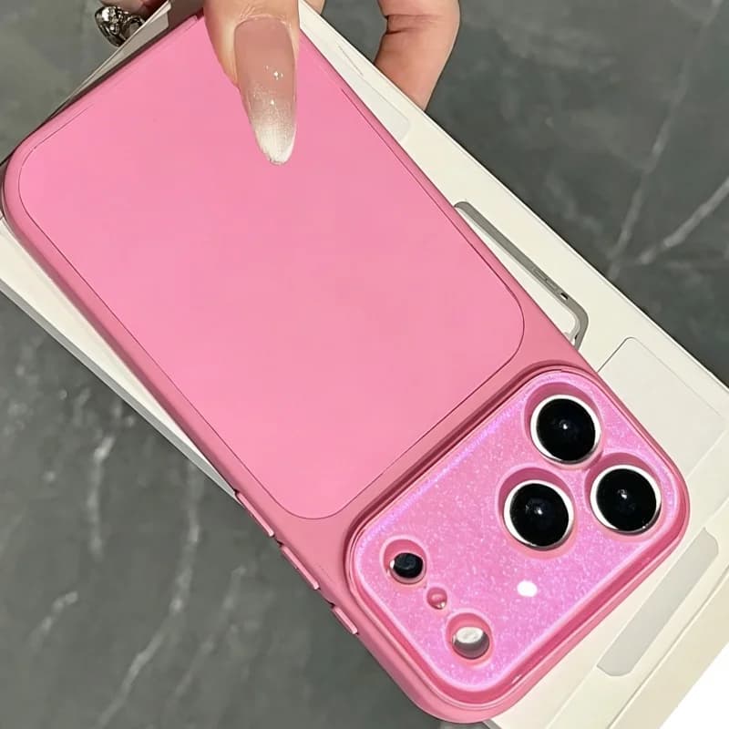 Luxury Aurora Camera Glitter Liquid Silicone Case For iPhone 17 16 15 14 Pro Max Shockproof Shiny Crystal Soft Protective Cover