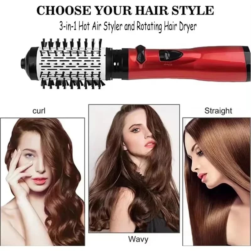 Spazzola per asciugacapelli, pettine elettrico, piastra per capelli, pettine ad aria calda, styler per capelli agli ioni negativi, rotazione 3 in 1